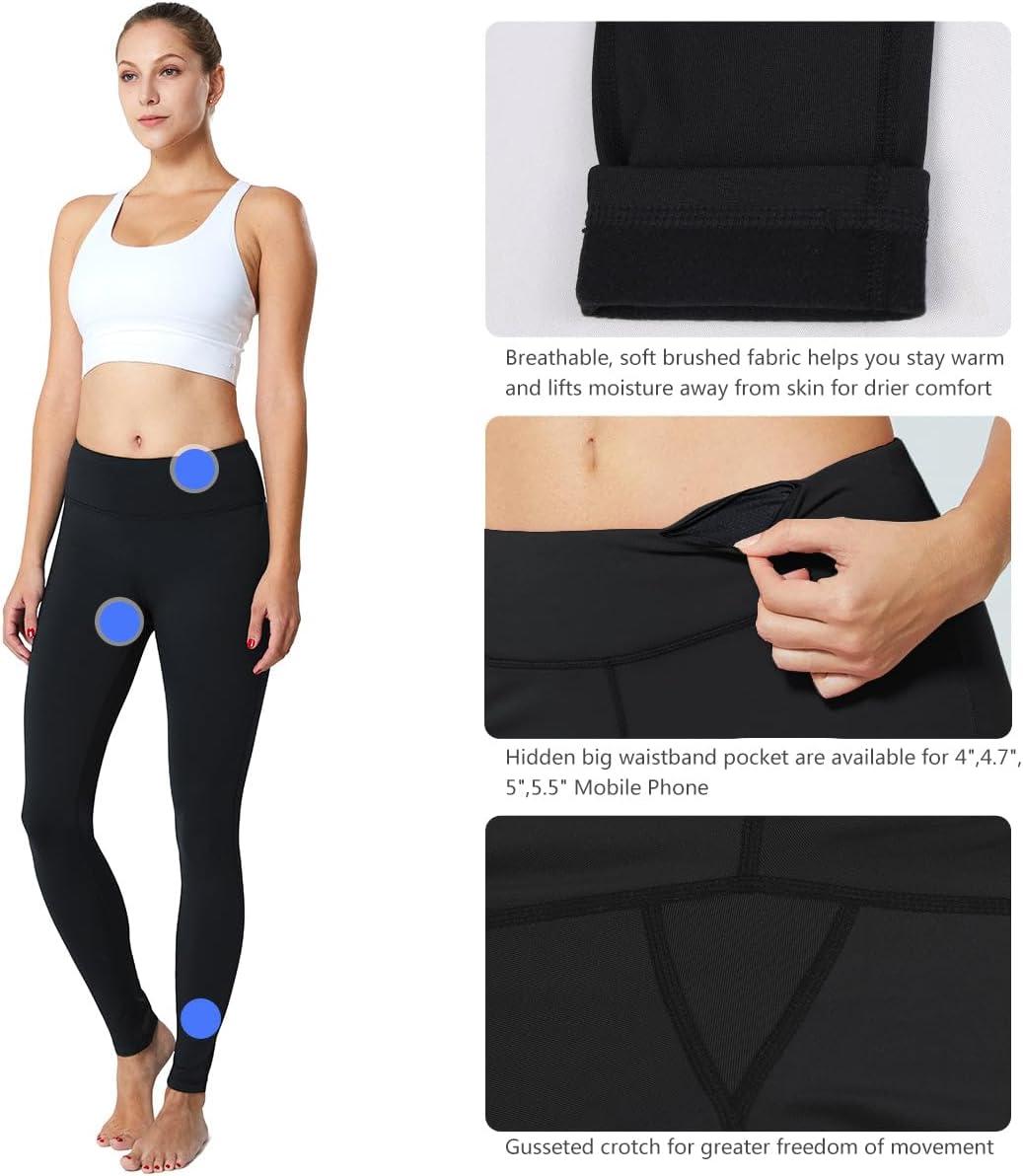 imagebaleaf Womens Fleece Lined Leggings Thermal Warm Winter Tights High Waisted Yoga Pants Cold Weather with PocketsBlackwhite