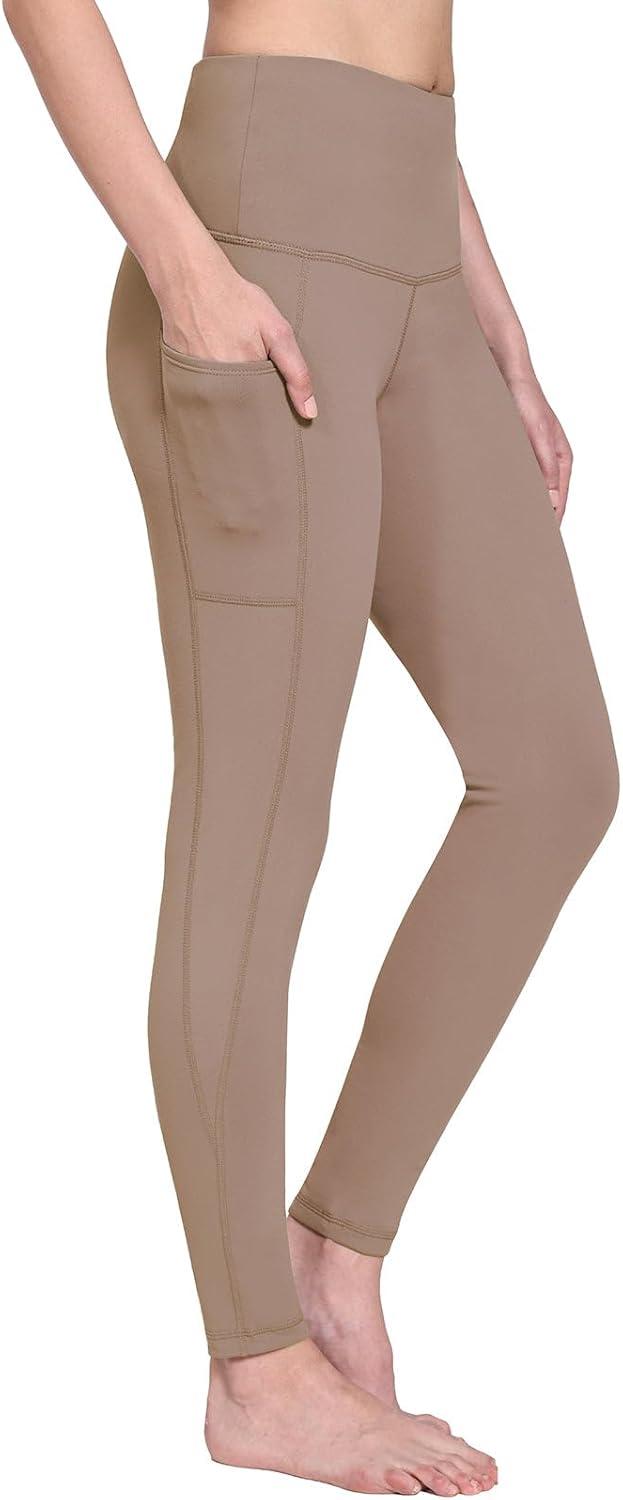 imagebaleaf Womens Fleece Lined Leggings Thermal Warm Winter Tights High Waisted Yoga Pants Cold Weather with PocketsCocoa Creme