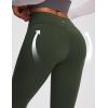 imagebaleaf Womens Fleece Lined Leggings Thermal Warm Winter Tights High Waisted Yoga Pants Cold Weather with PocketsArmy Green