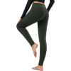 imagebaleaf Womens Fleece Lined Leggings Thermal Warm Winter Tights High Waisted Yoga Pants Cold Weather with PocketsArmy Green