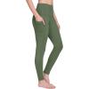 imagebaleaf Womens Fleece Lined Leggings Thermal Warm Winter Tights High Waisted Yoga Pants Cold Weather with PocketsArmy Green