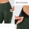 imagebaleaf Womens Fleece Lined Leggings Thermal Warm Winter Tights High Waisted Yoga Pants Cold Weather with PocketsArmy Green