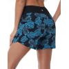 imagebaleaf Womens 3quot5quot7quot9quot High Waisted Swim Board Shorts Quick Dry Swimsuits Bottoms Trunks with PocketsGreen Blue Leaf