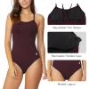 imagebaleaf Womens Athletic Training Adjustable Strap One Piece SwimsuitWine Red