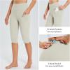 imagebaleaf Womens Capri Leggings with Pockets High Waisted Knee Length Capris Stretch for Casual Yoga Pants Workout ExerciseBeige