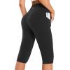 imagebaleaf Womens Capri Leggings with Pockets High Waisted Knee Length Capris Stretch for Casual Yoga Pants Workout ExerciseBlack