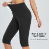 imagebaleaf Womens Capri Leggings with Pockets High Waisted Knee Length Capris Stretch for Casual Yoga Pants Workout ExerciseBlack