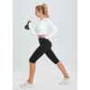 imagebaleaf Womens Capri Leggings with Pockets High Waisted Knee Length Capris Stretch for Casual Yoga Pants Workout ExerciseBlack