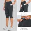 imagebaleaf Womens Capri Leggings with Pockets High Waisted Knee Length Capris Stretch for Casual Yoga Pants Workout ExerciseDark Grey