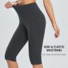 imagebaleaf Womens Capri Leggings with Pockets High Waisted Knee Length Capris Stretch for Casual Yoga Pants Workout ExerciseDark Grey