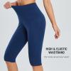 imagebaleaf Womens Capri Leggings with Pockets High Waisted Knee Length Capris Stretch for Casual Yoga Pants Workout ExerciseGulf Blue