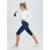 imagebaleaf Womens Capri Leggings with Pockets High Waisted Knee Length Capris Stretch for Casual Yoga Pants Workout ExerciseGulf Blue