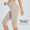 imagebaleaf Womens Capri Leggings with Pockets High Waisted Knee Length Capris Stretch for Casual Yoga Pants Workout ExerciseKhaki