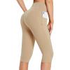imagebaleaf Womens Capri Leggings with Pockets High Waisted Knee Length Capris Stretch for Casual Yoga Pants Workout ExerciseKhaki