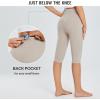 imagebaleaf Womens Capri Leggings with Pockets High Waisted Knee Length Capris Stretch for Casual Yoga Pants Workout ExerciseKhaki