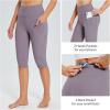 imagebaleaf Womens Capri Leggings with Pockets High Waisted Knee Length Capris Stretch for Casual Yoga Pants Workout ExerciseLight Purple