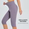 imagebaleaf Womens Capri Leggings with Pockets High Waisted Knee Length Capris Stretch for Casual Yoga Pants Workout ExerciseLight Purple