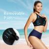 imagebaleaf Womens Lycra Swim Sports Bra Modest Scoop Neck Criss Cross UPF50 Bathing Suit Tops Builtin BraBlack