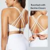 imagebaleaf Womens Lycra Swim Sports Bra Modest Scoop Neck Criss Cross UPF50 Bathing Suit Tops Builtin BraWhite