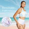 imagebaleaf Womens Lycra Swim Sports Bra Modest Scoop Neck Criss Cross UPF50 Bathing Suit Tops Builtin BraWhite