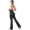 imagebaleaf Womens V Crossover Flare Leggings with Pockets Yoga Pants High Waist Casual Workout Gym Bell Bottom LeggingsDark Grey