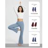 imagebaleaf Womens V Crossover Flare Leggings with Pockets Yoga Pants High Waist Casual Workout Gym Bell Bottom LeggingsLight Blue