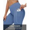 imagebaleaf Womens V Crossover Flare Leggings with Pockets Yoga Pants High Waist Casual Workout Gym Bell Bottom LeggingsLight Blue