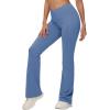 imagebaleaf Womens V Crossover Flare Leggings with Pockets Yoga Pants High Waist Casual Workout Gym Bell Bottom LeggingsLight Blue