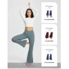 imagebaleaf Womens V Crossover Flare Leggings with Pockets Yoga Pants High Waist Casual Workout Gym Bell Bottom LeggingsLight Grey