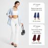 imagebaleaf Womens V Crossover Flare Leggings with Pockets Yoga Pants High Waist Casual Workout Gym Bell Bottom LeggingsWhite