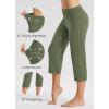 imagebaleaf Womens Yoga Capri Pants High Waist Capri Leggings with Pockets Wide Leg Crop Exercise Workout Summer PantsArmy Green