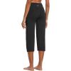 imagebaleaf Womens Yoga Capri Pants High Waist Capri Leggings with Pockets Wide Leg Crop Exercise Workout Summer PantsBlack