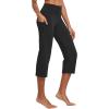 imagebaleaf Womens Yoga Capri Pants High Waist Capri Leggings with Pockets Wide Leg Crop Exercise Workout Summer PantsBlack