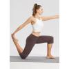 imagebaleaf Womens Yoga Capri Pants High Waist Capri Leggings with Pockets Wide Leg Crop Exercise Workout Summer PantsDark Brown