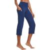 imagebaleaf Womens Yoga Capri Pants High Waist Capri Leggings with Pockets Wide Leg Crop Exercise Workout Summer PantsNavy