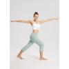 imagebaleaf Womens Yoga Capri Pants High Waist Capri Leggings with Pockets Wide Leg Crop Exercise Workout Summer PantsSubtle Green