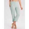 imagebaleaf Womens Yoga Capri Pants High Waist Capri Leggings with Pockets Wide Leg Crop Exercise Workout Summer PantsSubtle Green