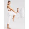 imagebaleaf Womens Yoga Capri Pants High Waist Capri Leggings with Pockets Wide Leg Crop Exercise Workout Summer PantsWhite