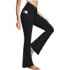 imagebaleaf Womens V Crossover Flare Leggings with Pockets Yoga Pants High Waist Casual Workout Gym Bell Bottom LeggingsBlack