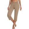 imagebaleaf Womens Yoga Capri Pants High Waist Capri Leggings with Pockets Wide Leg Crop Exercise Workout Summer PantsV Waistcocoa Brown