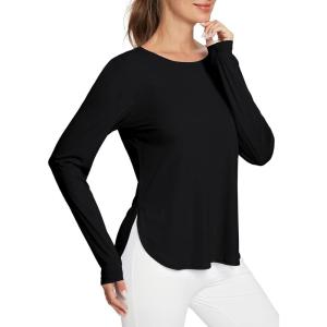 imageBALEAF Womens Sun Shirts UPF 50 Long Sleeve Hiking Tops Lightweight Quick Dry UV Protection Outdoor Clothing01black