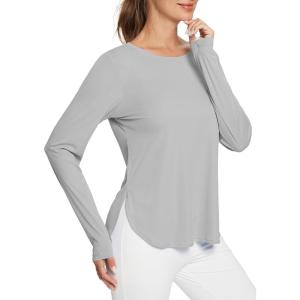 imageBALEAF Womens Sun Shirts UPF 50 Long Sleeve Hiking Tops Lightweight Quick Dry UV Protection Outdoor Clothing01grey