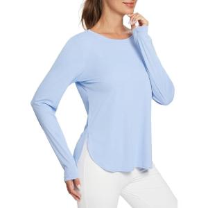 imageBALEAF Womens Sun Shirts UPF 50 Long Sleeve Hiking Tops Lightweight Quick Dry UV Protection Outdoor Clothing01light Blue