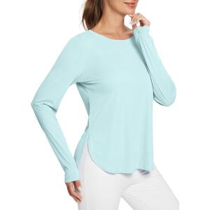 imageBALEAF Womens Sun Shirts UPF 50 Long Sleeve Hiking Tops Lightweight Quick Dry UV Protection Outdoor Clothing01light Green