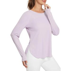 imageBALEAF Womens Sun Shirts UPF 50 Long Sleeve Hiking Tops Lightweight Quick Dry UV Protection Outdoor Clothing01light Purple