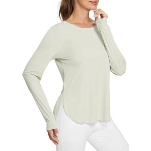 imageBALEAF Womens Sun Shirts UPF 50 Long Sleeve Hiking Tops Lightweight Quick Dry UV Protection Outdoor Clothing01oatmeal