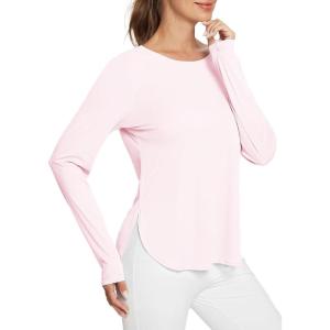 imageBALEAF Womens Sun Shirts UPF 50 Long Sleeve Hiking Tops Lightweight Quick Dry UV Protection Outdoor Clothing01pink
