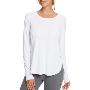 imageBALEAF Womens Sun Shirts UPF 50 Long Sleeve Hiking Tops Lightweight Quick Dry UV Protection Outdoor Clothing01white