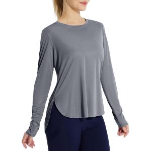 imageBALEAF Womens Sun Shirts UPF 50 Long Sleeve Hiking Tops Lightweight Quick Dry UV Protection Outdoor Clothing02cationic Grey