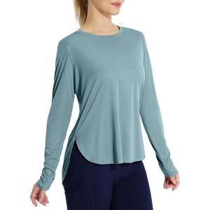 imageBALEAF Womens Sun Shirts UPF 50 Long Sleeve Hiking Tops Lightweight Quick Dry UV Protection Outdoor Clothing02cationic Stone Blue